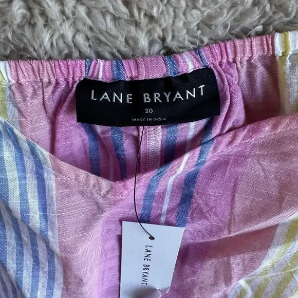 Lane Bryant Crop Drawstring Tank Rebecca Stripe Multicolor Size 20 (XXL) Plus - Picture 6 of 13